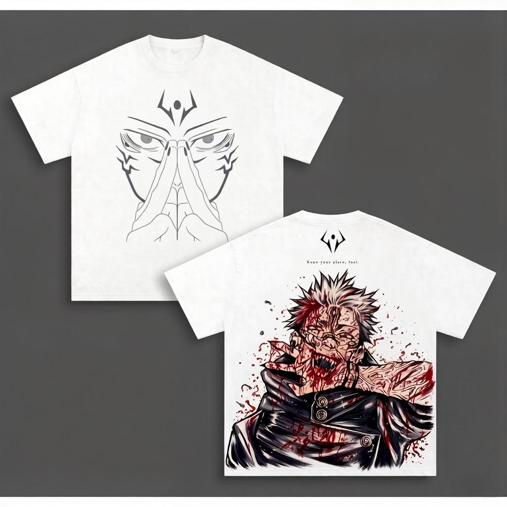 Anime Jujutsu Kaisen Ryomen Sukuna Print T-shirt Men Women Tshirts Casual Cotton Clothing Vintage  T Shirt Tops Men's