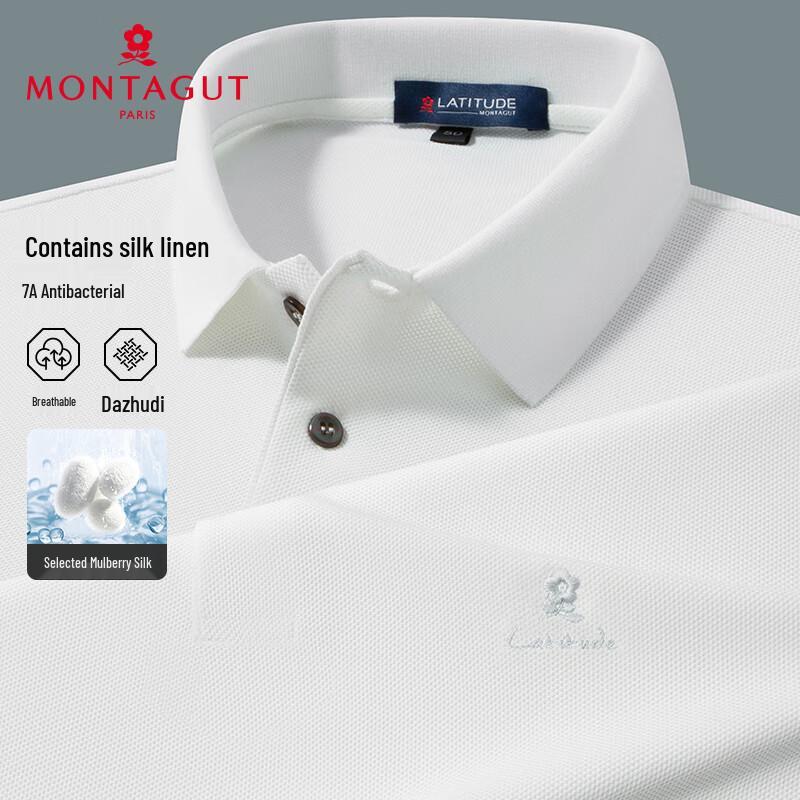 Мужская летняя пике-поло MONTAGUT из смесовой шелково-льняной ткани 54