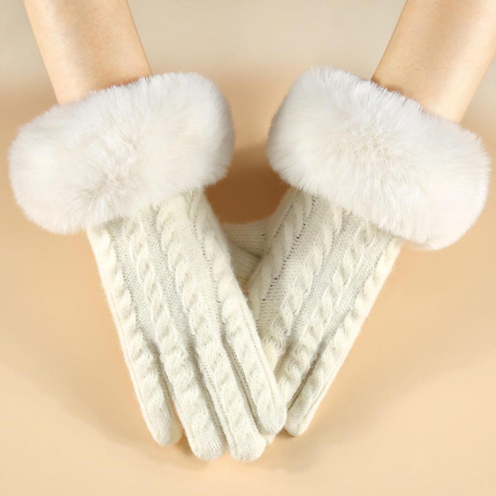 Windproof Knitted Gloves Warm Outdoor Sports Gloves Fashion Cycling Gloves  for Women