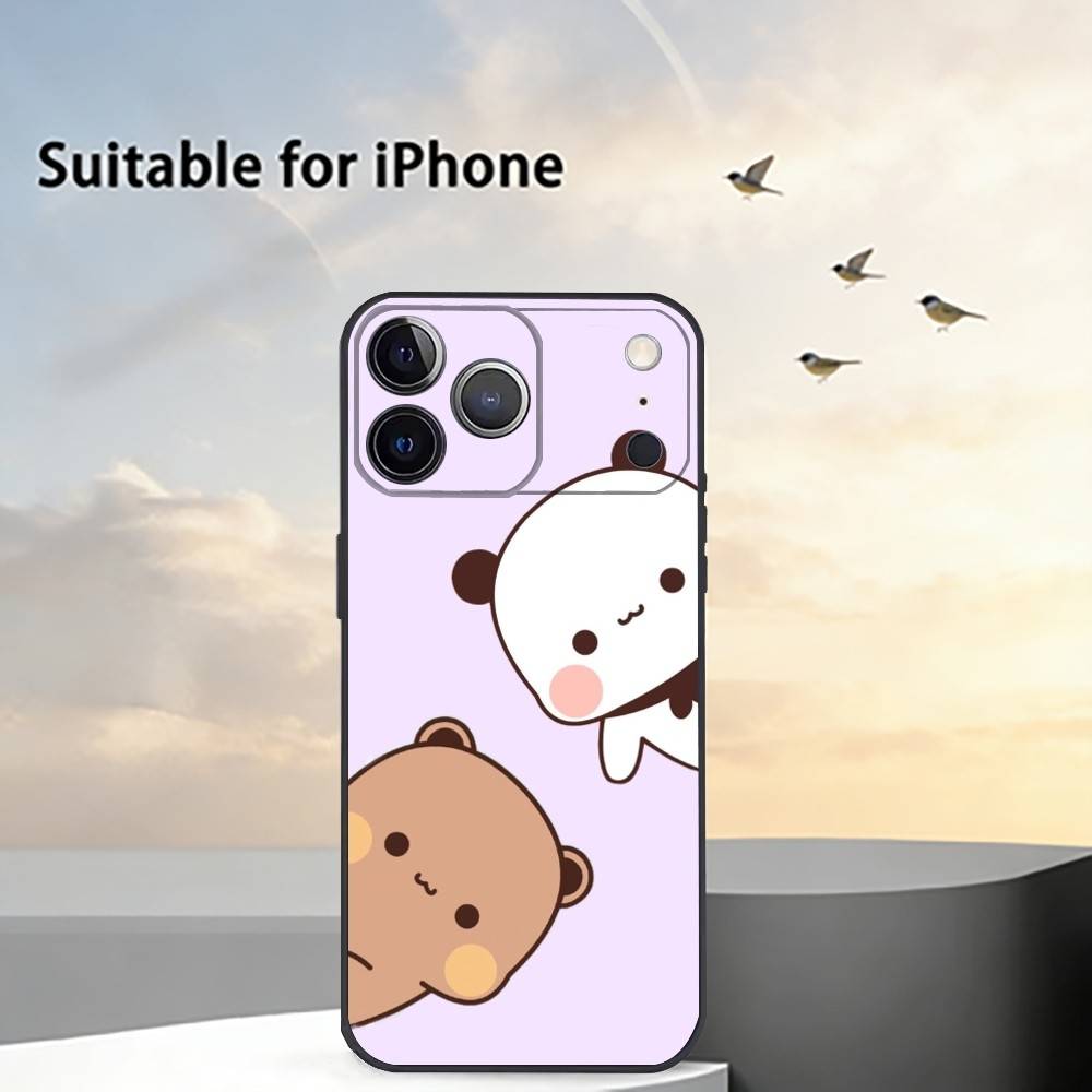 

Милый чехол для телефона B-BuBu DuDu для iPhone 17,16,15,14,13,12,11 Plus,Pro Max,XS,Мягкий силиконовый черный чехол iPhone15plus