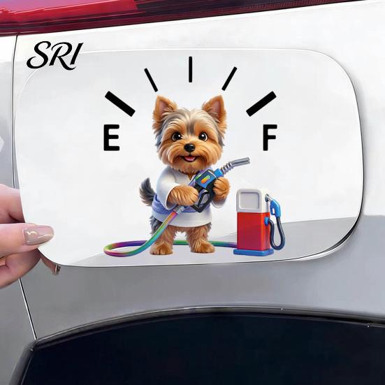 Fuel Tank Cap Sticker Car Decal Waterproof Funny Auto Gas Lid Cartoon Cats Smooth Attachment Dogs Gauge for Most Vehicle Trucks SUVs Stylish
