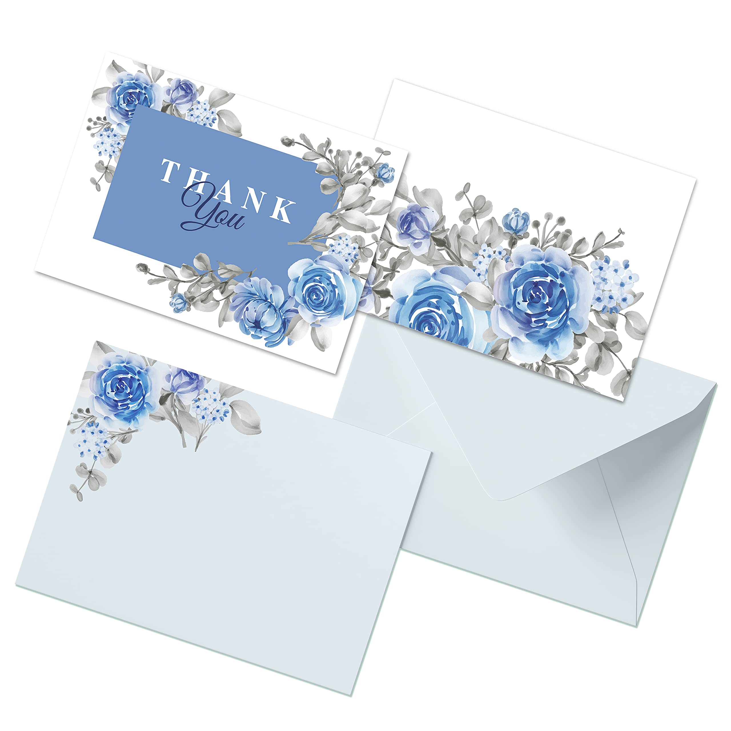 

Clickedin Blank Thank You Note Card, Elegant Floral Design, 24 Cards and Envelopes 24
