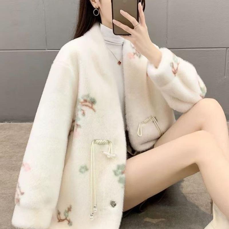 

Куртка осенне-зимняя утолщенная из искусственного меха норки легкое новое тонкое пальто с подкладкой женская одежда M80-52.5 kg