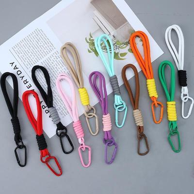 Candy Color Macaron Carabiner Keychain - Braided Rope Accessory for Backpack and Car Keys.