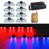8 In 1 Universal Strobe Lights Car Front Grille Emergency LED Signal Light Red Blue Police Flashing Warning Lamp Accessories