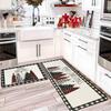 Plaid Christmas Tree Floor Mat Home Kitchen Absorbent Non-slip Mat Merry Christmas Decoration For Home 2025 Happy New Year 2026