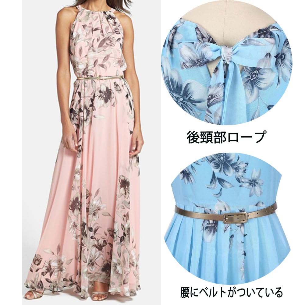 Chiffon Beach Beach Super Fairy Plus Long Floral Print Everyday Travel [SDSXZWG] Women's Dress, Sleeveless, Slimming, Summer, Vacation, Dress, Size,
