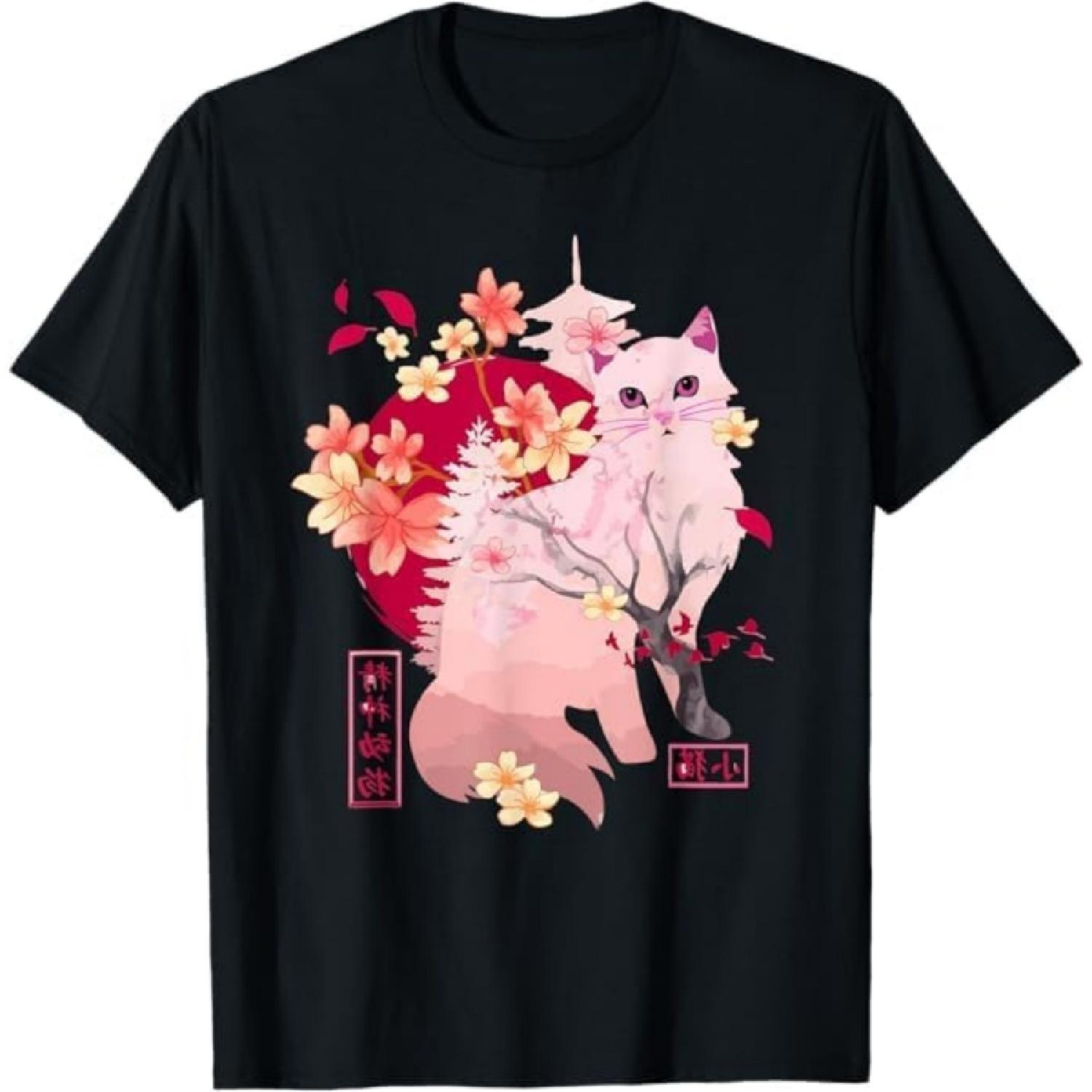 

Sakura cat Tree Blossoms Japanese Art Retro 80s Japan Anime T-Shirt Mali Mens Womens Tank Top Sweatshirt Hoodie Longsleeve 1908 Black XXXXXL різнокольоровий
