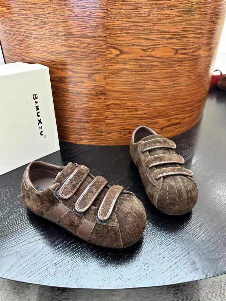 

2025 новые матовые кожаные туфли на липучке Kapibara с большой головой, повседневные кеды для скейтбординга, обувь Dexun, плоские туфли-одинарки, женские 35