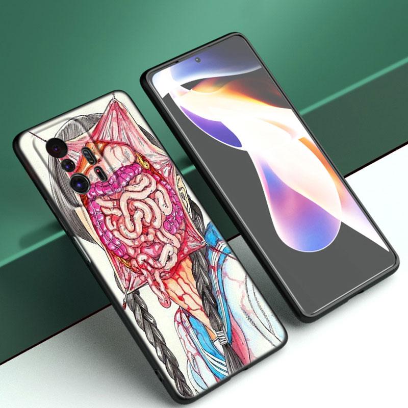 Shintaro Kago Horror Cartoon Phone Case For Xiaomi Mi A2 8 9 SE Note 10 10T 11 12 Lite 9T 11T 12S 12T Pro A3 6X 12X Black Cover