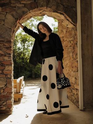 Elegant Polka Dot High Waist Midi Skirt - Fall Fashion 2025