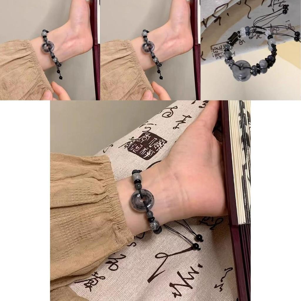 High-end Black Beaded Bracelet Exquisite Chinese Style Resin Stone