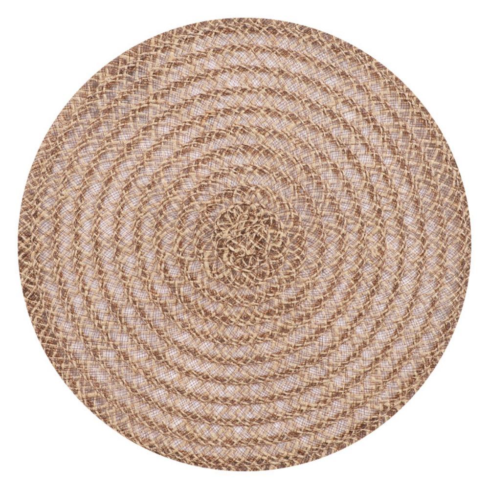 

New Woven Dining Placemats Heat-resistant Washable Insulation Mat Boho Style Round Table Mat For Coffee Kitchen Dining Room 47g-38CM