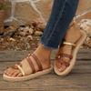 Summer women's flat bottomed casual one line color blocked fashionable beach slippers