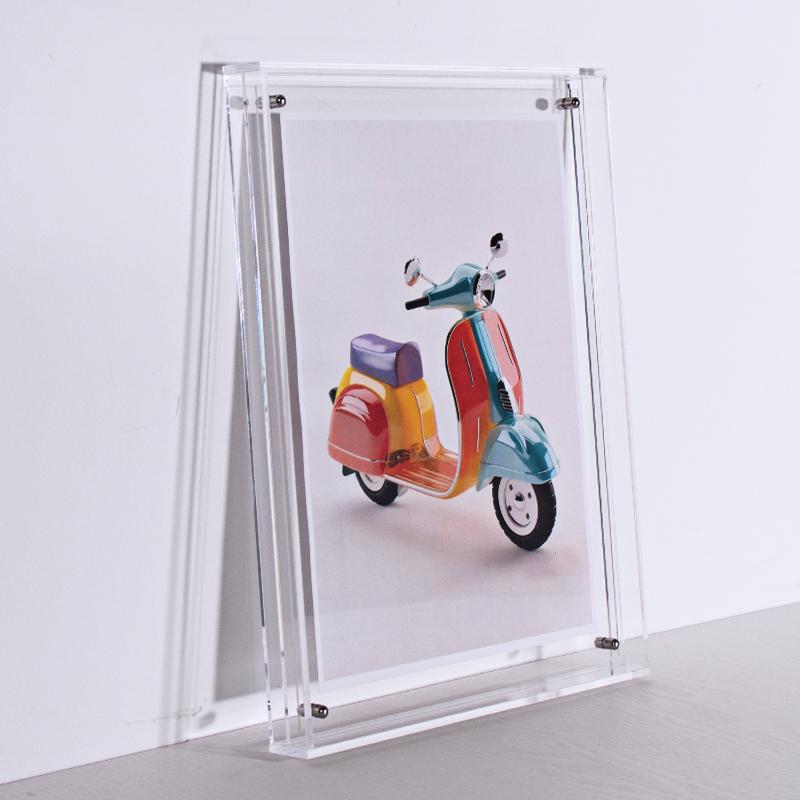 Color Acrylic Photo Frame Picture Frame and Acrylic Decorative Tray - Horizontal and Vertical Formats for Tabletop/Wall Display