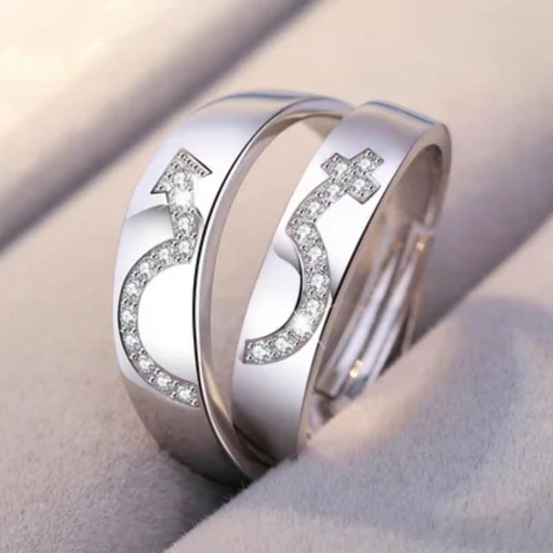 Fashion Exquisite Silver Color Pair Rings for Women Men Adjustable Couple Engagement Wedding Gift Jewelry Accessoires