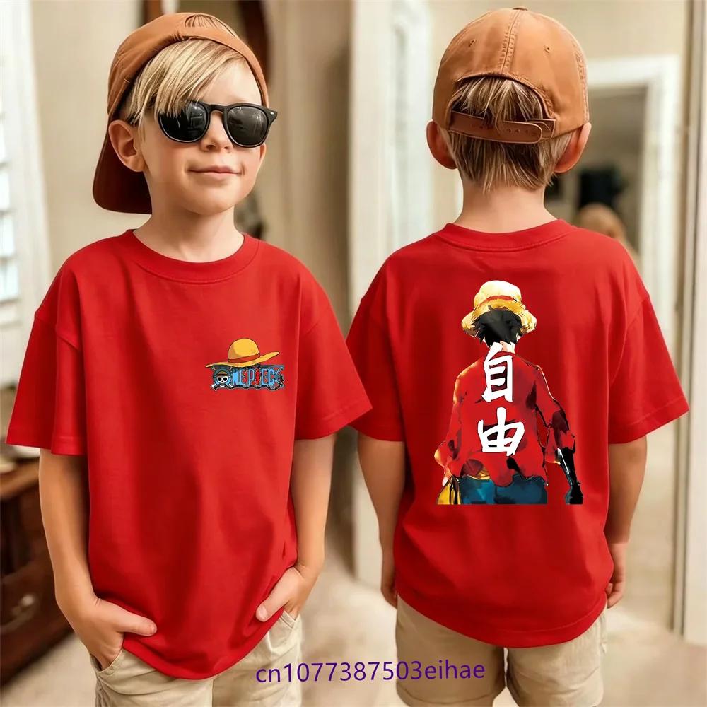 One Piece Kids TShirt Summer Anime Cartoon Tees Boys Girls Luffy Zoro Nami Chopper Print Cute Birthday Gift Top
