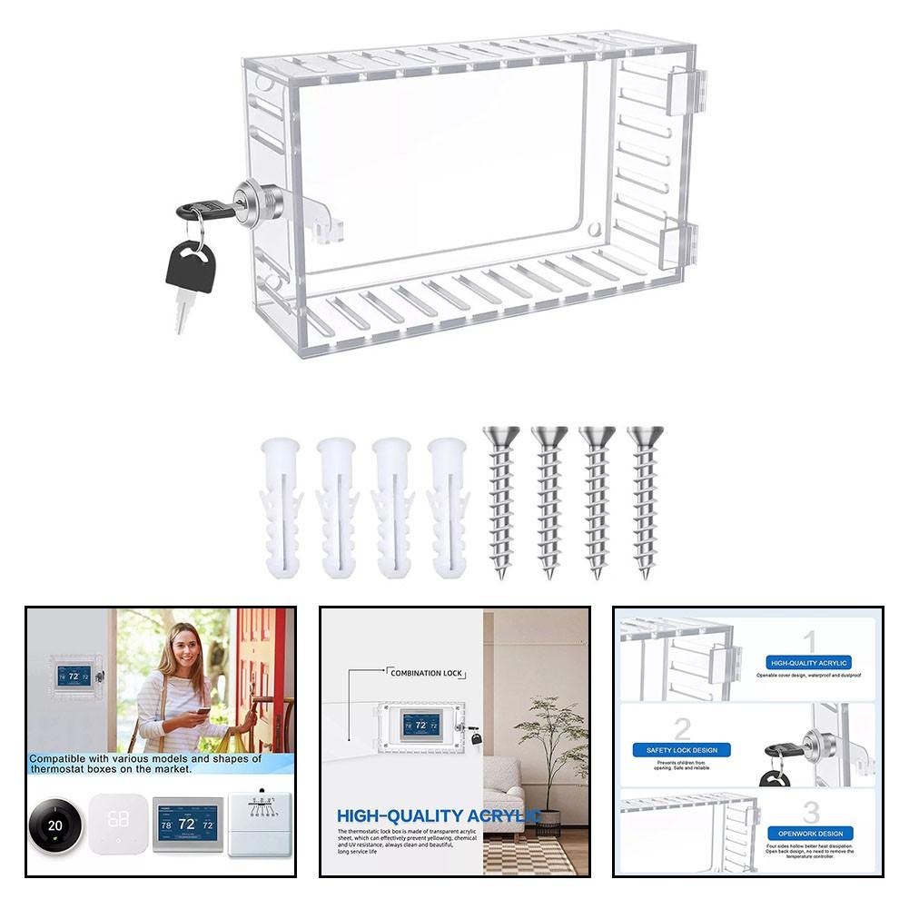 Clear And Transparent Wall Mounted Guard Combination Lock Box Thermostat Covers