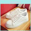Timeless White Korean Female Flat Leather Sneaker For Sports And Students