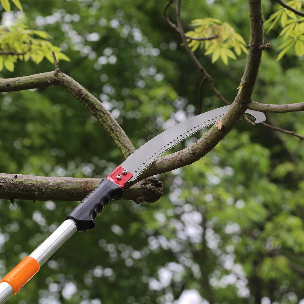 Manual Pole Saw,4.6-9.8 Ft Extendable Tree Pruner, Sharp Steel Blade for High Branches Trimming, Manual Branch Trimmer with Lightweight Aluminum Alloy