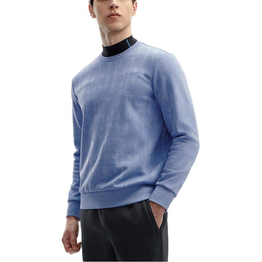 Fila Sweatshirt 2024 Spring New Business Commuting Casual Sports Logo Print Pullover Men Sweatshirts Xie-Huan-Blue F11M412203FBU