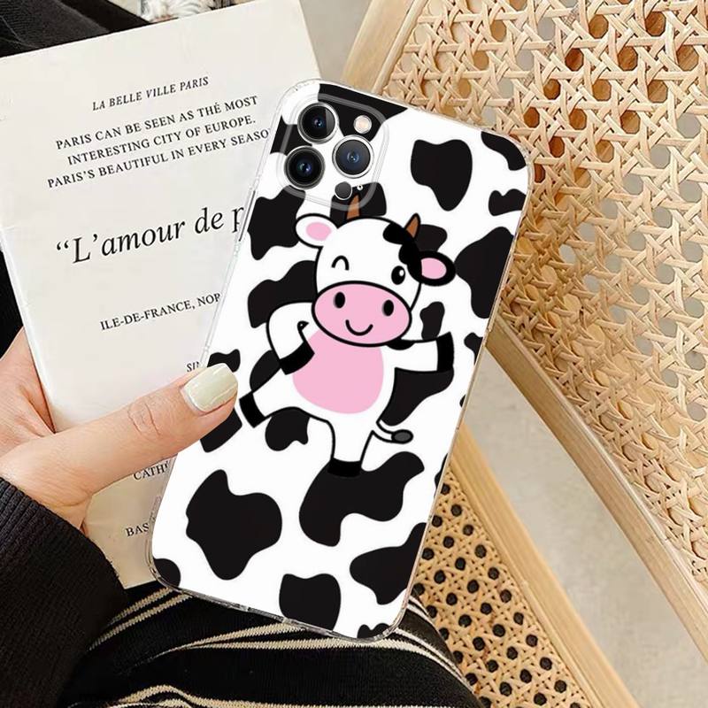 White Black Cow Symbol Print Phone Case Silicone Soft for iphone 14 13 12 11 Pro Mini XS MAX 8 7 6 Plus X XS XR Cover