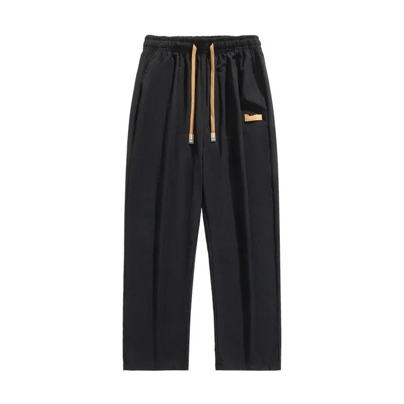 Men Autumn Winter Thick Fleece Warm Trousers Drawstring Cropped Pants Men Add Velvet Casual Loose Drape Sweatpants Sports Slacks