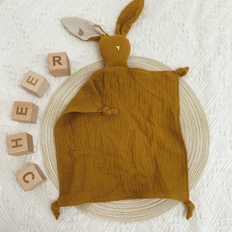 Baby Soothe Blanket Soft Gauze Bibs Teether Burp Cloth Gift Cute Rabbit for Doll Appease Towel Comfort Sleeping Cuddling