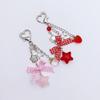Adorable Strawberry Bowknot Key Rings Unique Strawberry Bowknot Handbag Charm Sturdy Keychain for Fashionable Girls