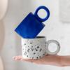 Nordic Ceramic Coffee Mug Porcelain Splashing Ink Design Coffee Cup with Handle Creative Breakfast Water Milk Cup for Household