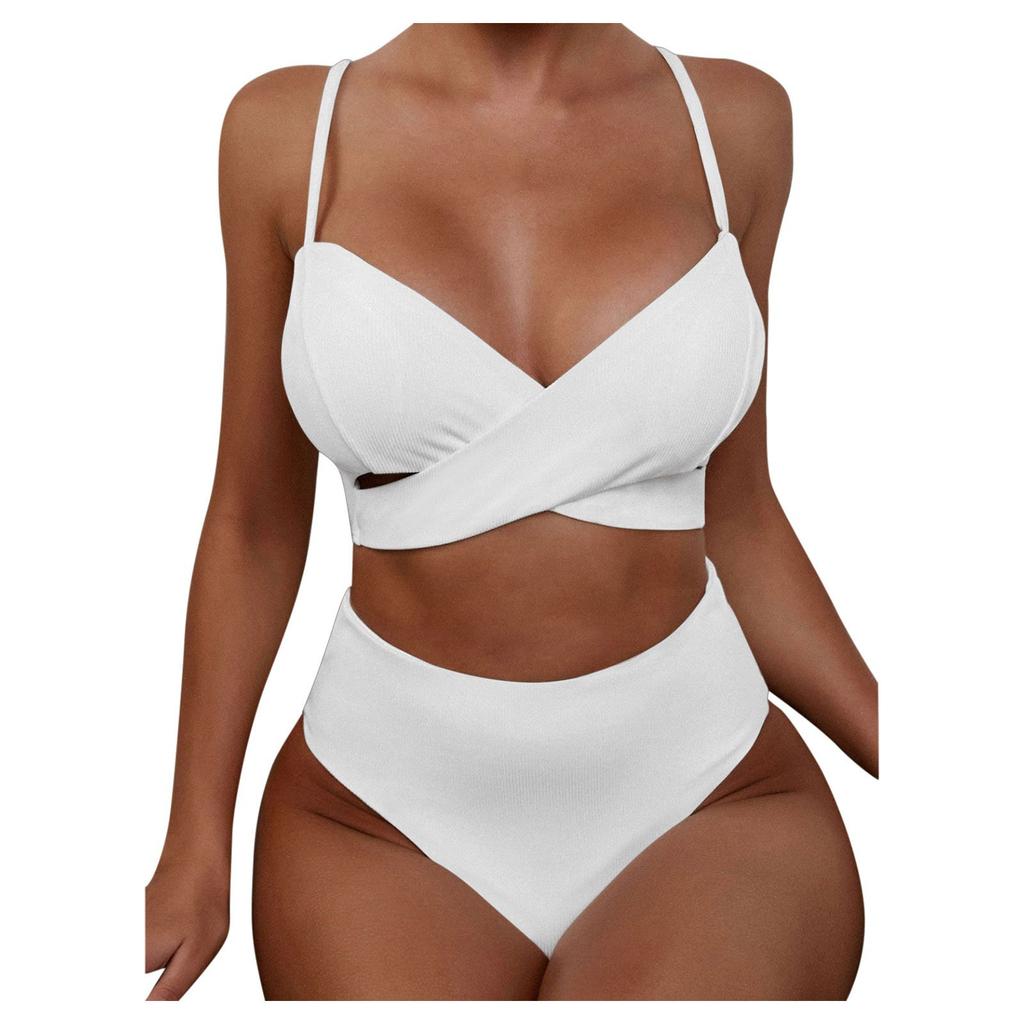 Women Sexy Solid Color Bikini Swimwear Two-Piece Swimsuit Swimming Beachwear
