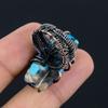Natural Spiny Oyster Gemstone Handmade Copper Wire Wrap Gift Ring Size 7 e4F72