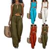 Women Sleeveless Tank Top and Wide Leg Pants Set Summer Casual Two Piece Outfit Lightweight Loose Fit Lounge Wear