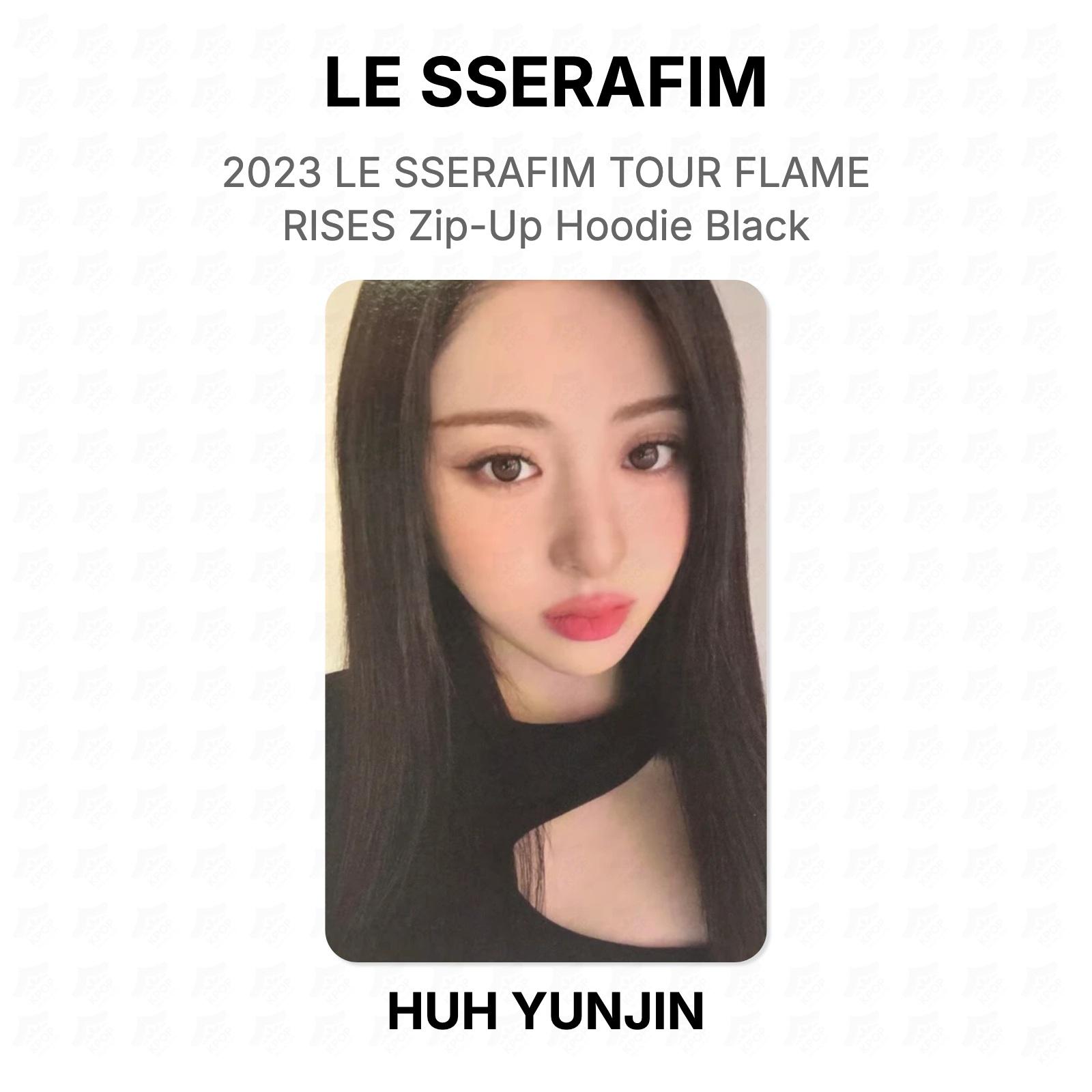 LE SSERAFIM 2023 LE SSERAFIM TOUR FLAME RISES Zip-Up Hoodie Black Official Photocard HUH YUNJIN