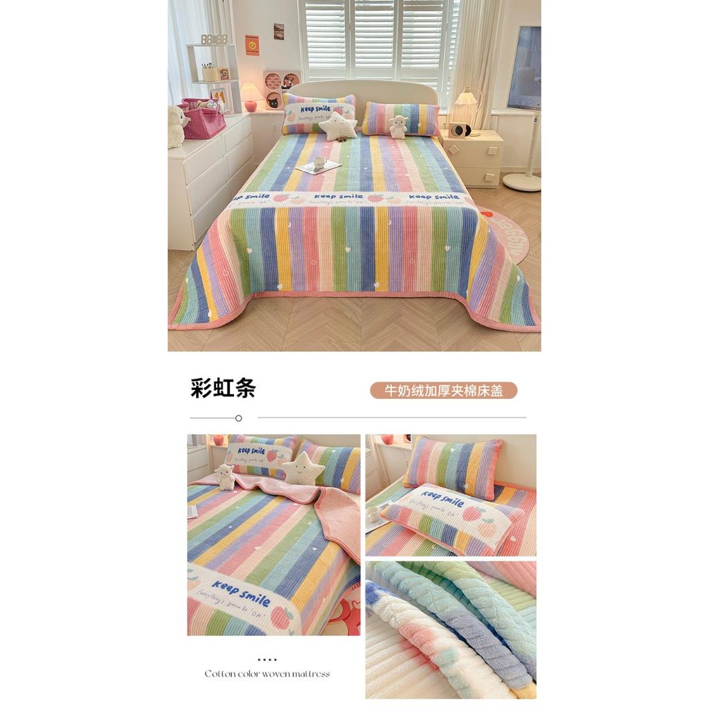 Thickened Milk Velvet Bed Cover for Autumn and Winter, Warm Cotton Bed Sheet with Velvet Mattress, Tatami Bedding