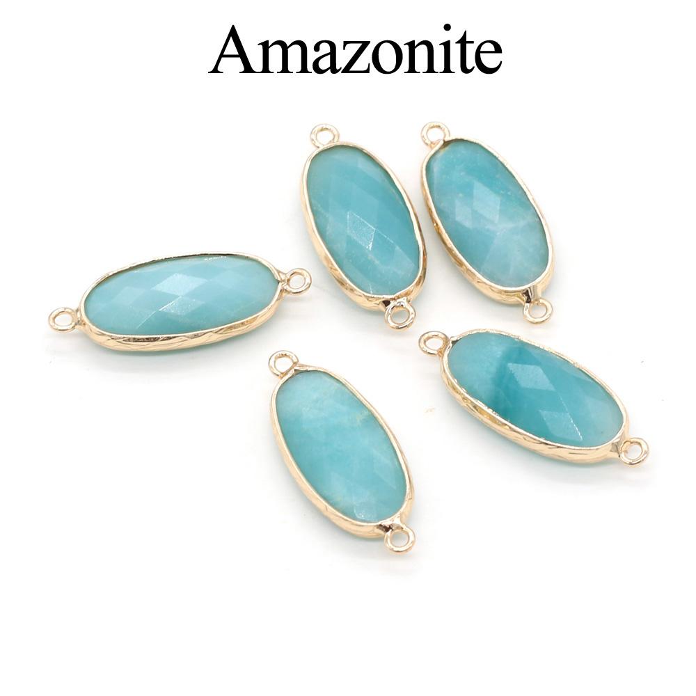 1/5 buc, Pandantiv Cristal de Vindecare Reiki Conector Oval, Energie Piatră Naturală Ametist Gemă Farmec Conector pentru Confecționare Bijuterii DIY Colier Brățară