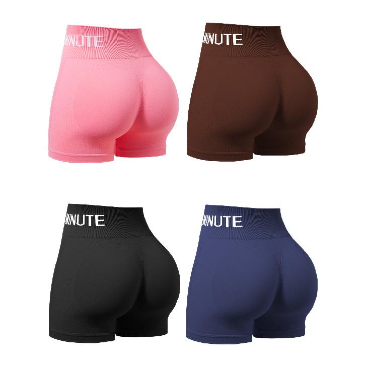 

Seamless High Stretch Shorts, Fitness Letter Shorts, High Waist Peach Hip Sports Lifting Shorts S чорний