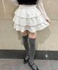 WEGO PHILLY Side Ribbon Tiered Mini Korean Size White Skirt, Spring/Summer Outfit, Girly, Casual, Cute, Style, Gift, Present, Spring, Summer, Autumn,