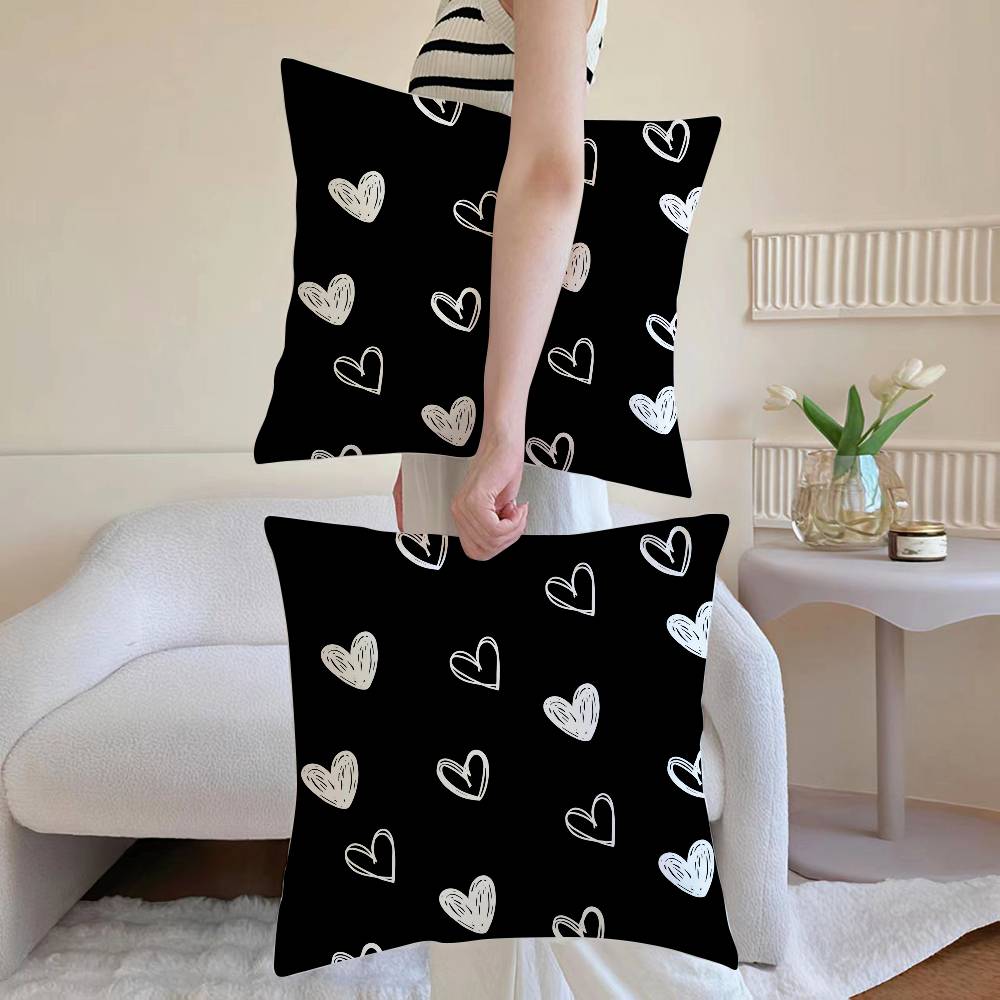 Fashion Love Heart Pillow Case Sofa and Living Room Decorative Cushion Covers Dustproof and Miteproof Invisible Zipper