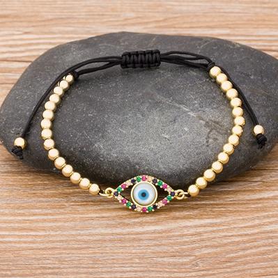 Nidin Hamsa Hand Evil Eye Copper Beads Adjustable Bracelet Lucky Braided Rope Bracelet 5 Styles For Women Men Party Jewelry