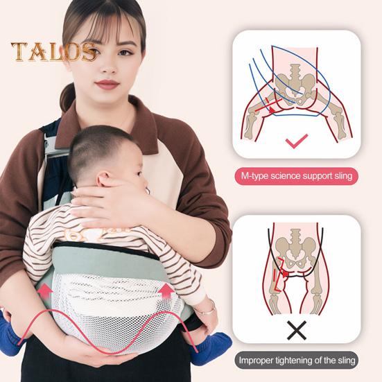 Baby Sling Carrier Great Load Bearing Secure Lock Wide Strap Less Pressure On Shoulder Labor-saving Hollow Mesh Fabric Outdoor Walking 0-36 Months