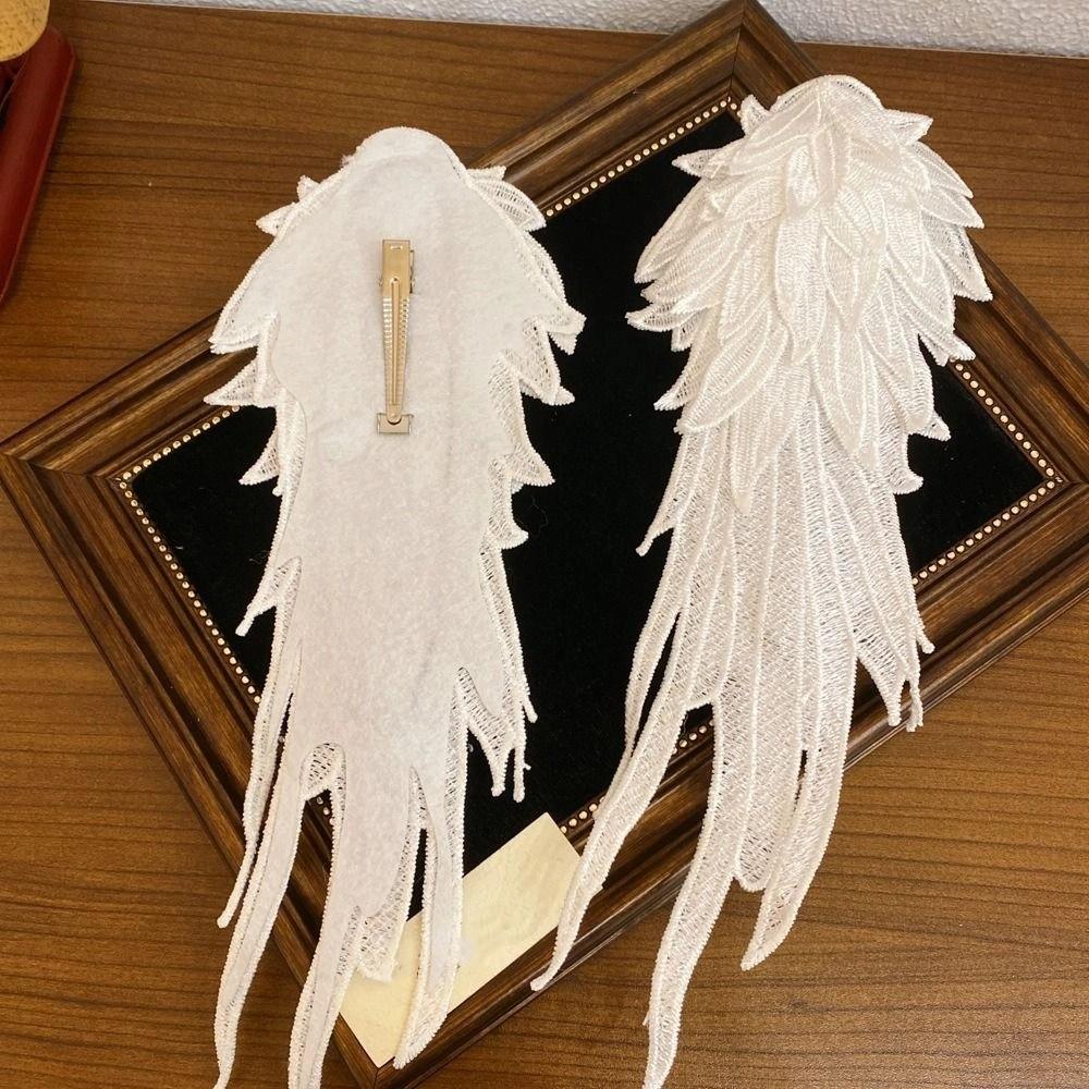 Sweet Feather Embroidery Edge Clip Cosplay Wings Hairpin Harajuku Lolita Hair Clip  Women