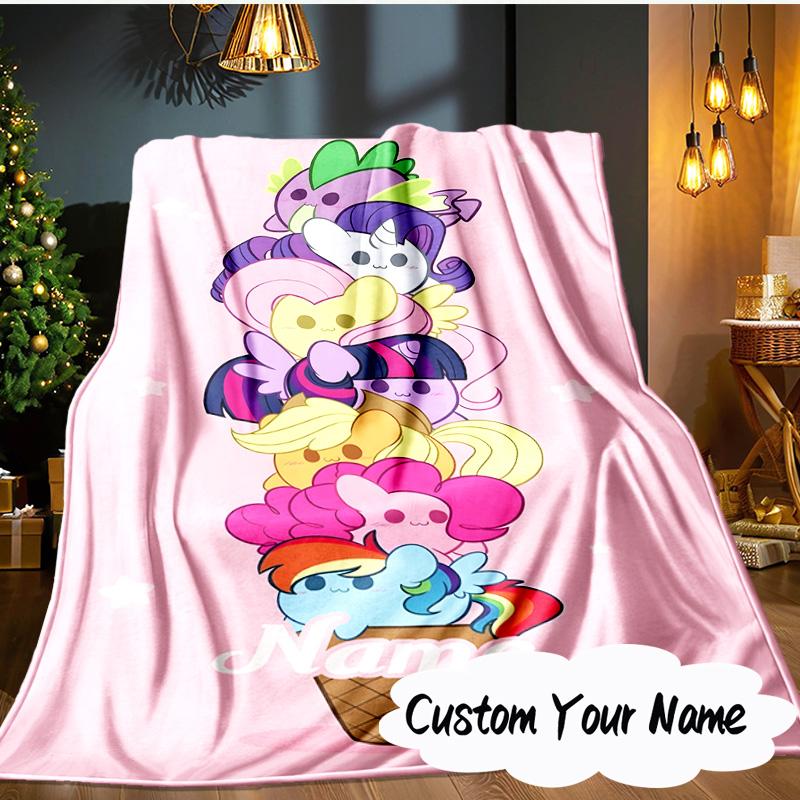 Custom Name Pony Friends Forever Blanket Ideal Bedding Blanket Perfect for Travel, Camping, Living Rooms, Offices, Sofas, Fan Christmas gift