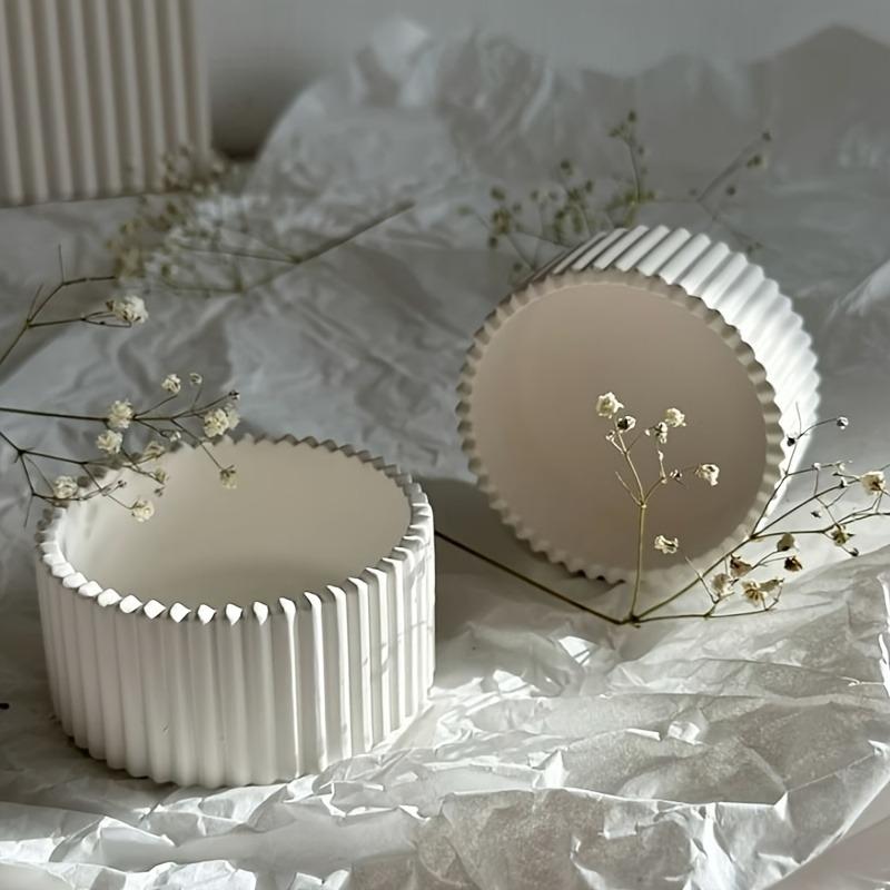 1pcs Silicone Mold for a Striped Candle Jar, Gypsum Concrete Storage Box Mold for Resin