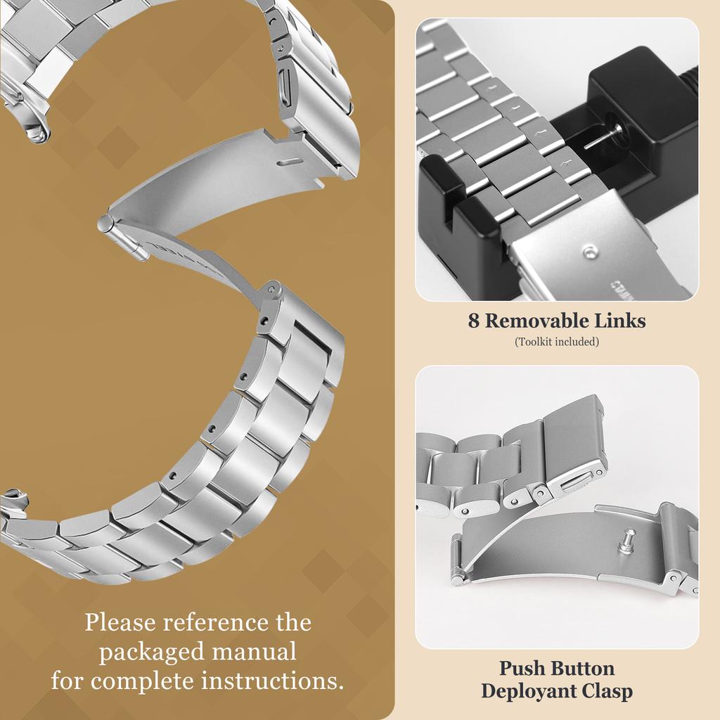 Stainless Steel Band For Samsung Galaxy watch 8 classic 46mm 44mm 40mm Metal belt Link Bracelet correa Galaxy watch 8 Straps