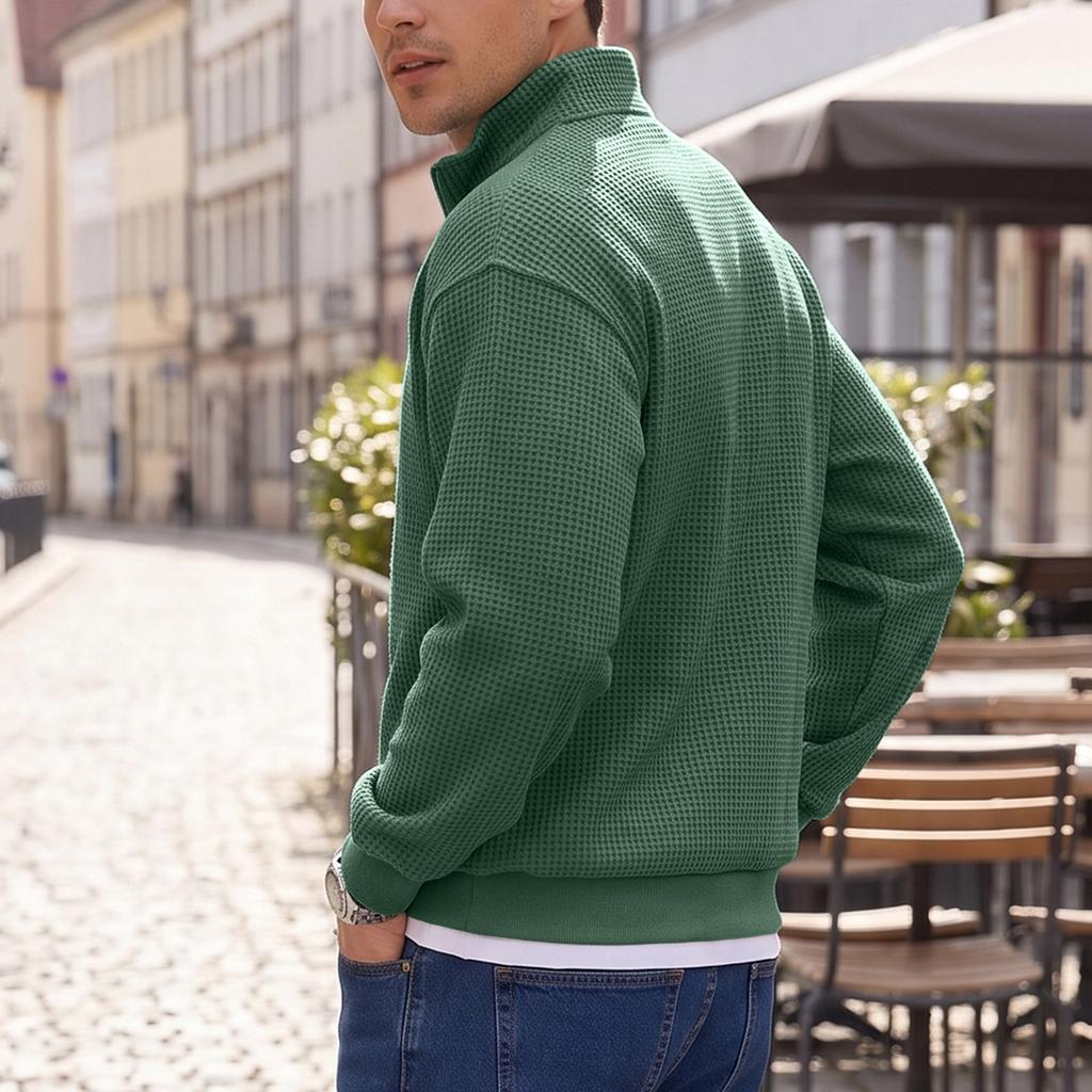 Men's Casual Half Zip Stand Collar Pullover Sweatshirt