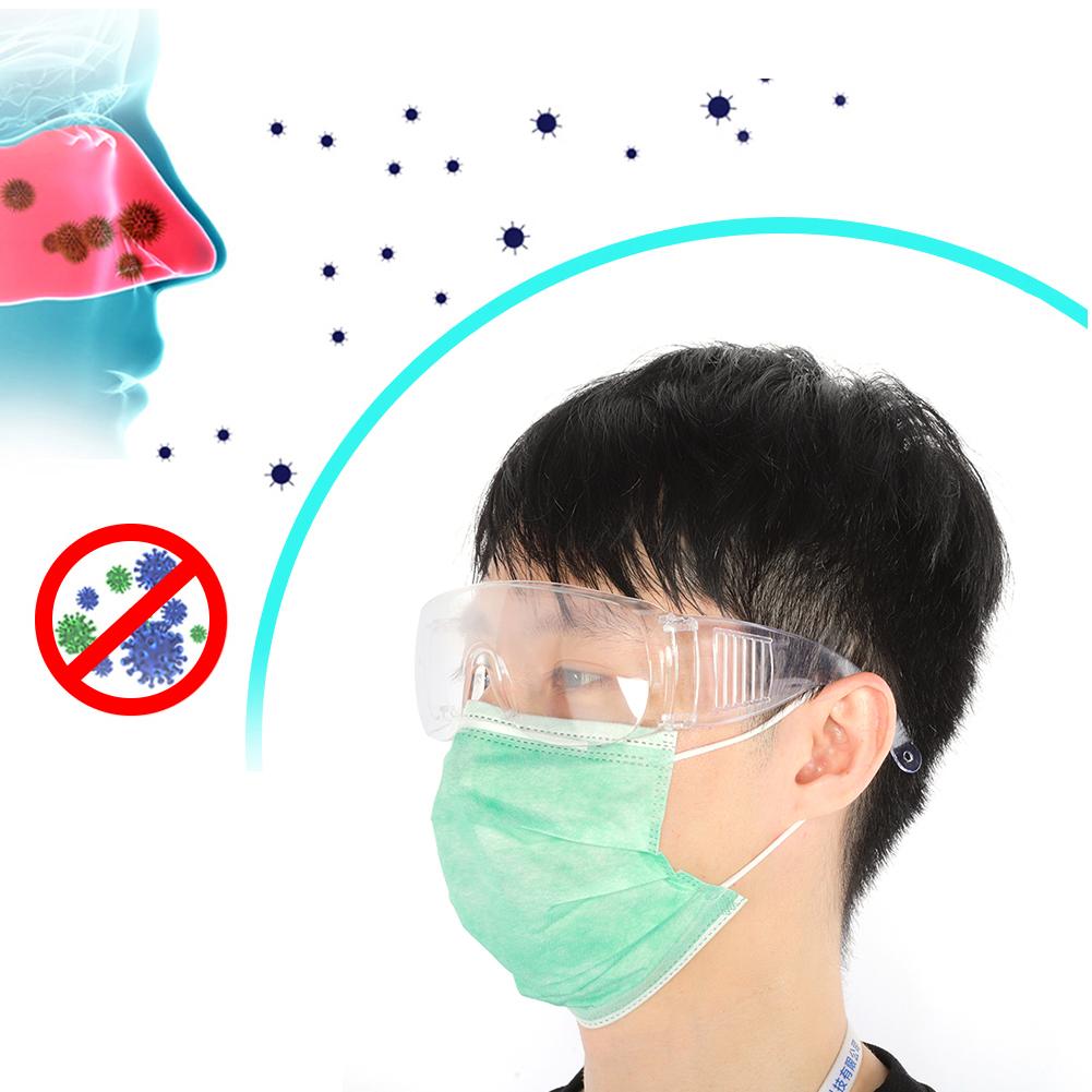 2pcs Plastic Safety Glasses Full Frame Eyes Protective Goggles Transparent Safety Glasses