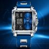 FOXBOX Square Men Quartz Watch Casual Sports Men Watches Digital Dual Display Date Waterproof Luminous Chronograp Watch For Men