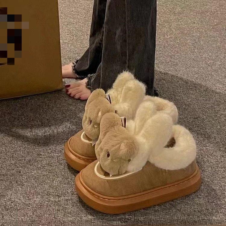 Cute bear velvet warm snow boots winter new wear plush cotton shoes