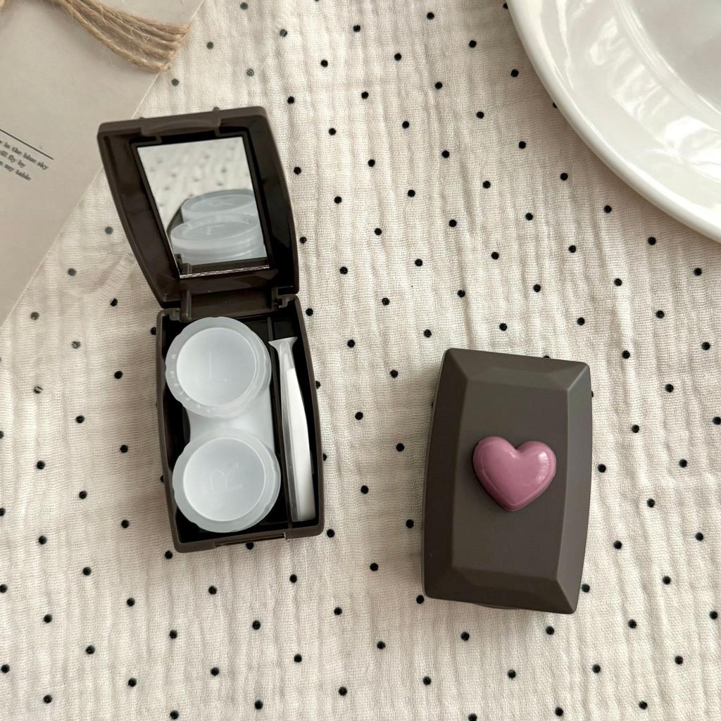 Custodia in Plastica per Lenti a Contatto per Donna Ragazza Mini Scatola per Lenti a Contatto con Specchio Stile Retrò Scatola per Lenti Scatola per la Cura da Viaggio Outdoor Regalo
